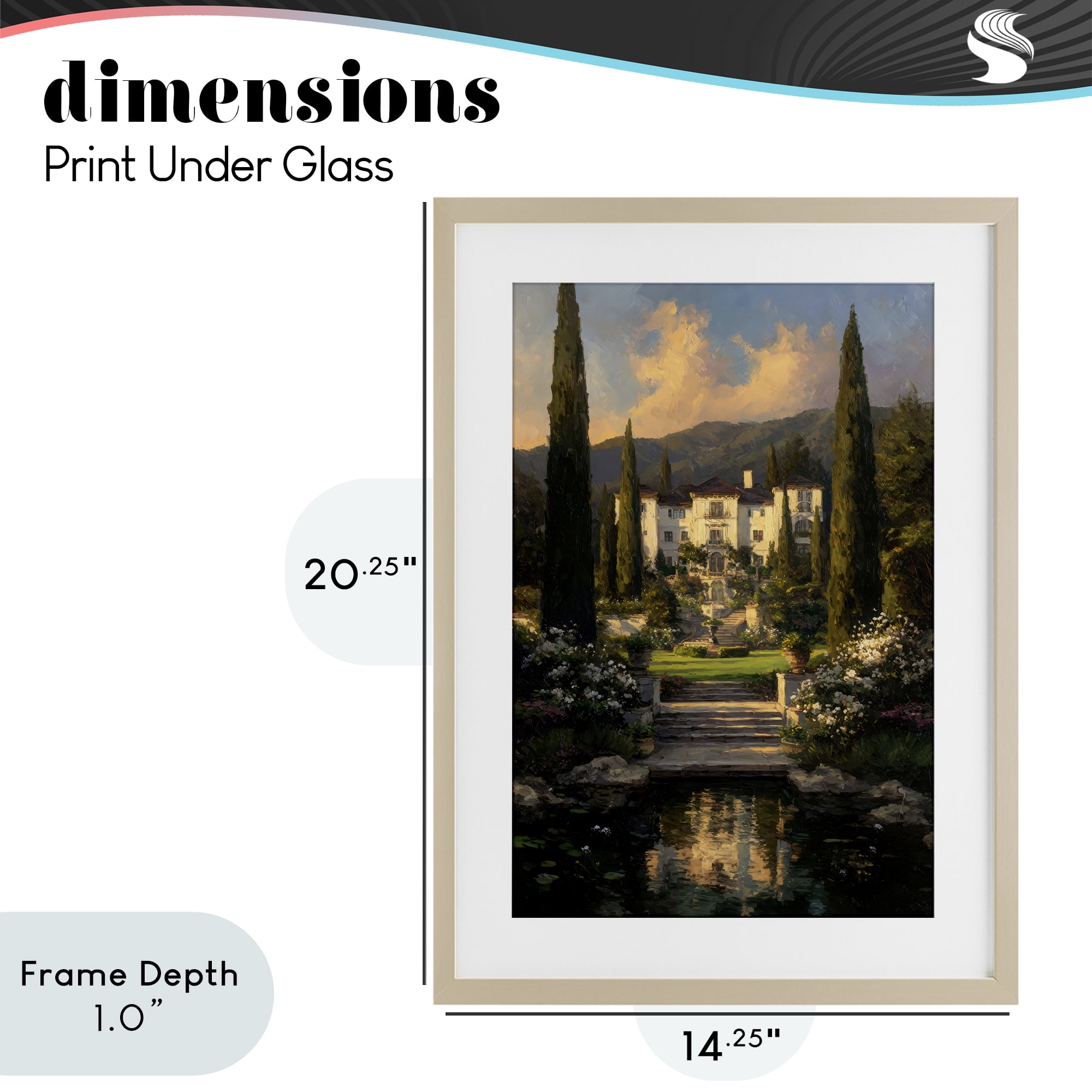 Stupell Industries Victorian Mansion at Sunset Birch Framed Print Under Glass, design by Petal Prints Design