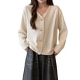 thumbnail image 2 of FRSASU Womens fashionable and comfortable casual solid color V-neck Cardigan Long Sleeve Soft Slouchy Cozy Casual Loose Coats White, 2 of 7
