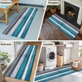 thumbnail image 5 of Blue Grey Stripe Runner Rug for Hallway 2x6ft, Vintage Coastal Style Wood Grain Non Slip Floor Mat Washable Low-Profile Indoor Carpet for Living Room, Bedroom, Dining Room, 5 of 9