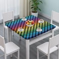 thumbnail image 3 of Rainbow Checkered Pattern Square Fitted Tablecloth with Elastic Edge,Square Table Cover,Washable Elastic Table Cover for Home Kitchen Party Decor 34"x34", 3 of 6