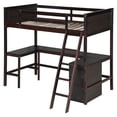 thumbnail image 4 of Harper & Bright Designs High Twin size Loft Bed with and Desk, Wooden Loft Bed Frame with Storage Shelves, Espresso, 4 of 13