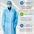 thumbnail image 3 of Blue Disposable Isolation Gowns, 45 GSM Polypropylene, 5 Count, X-Large, 3 of 9