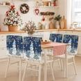 thumbnail image 2 of Christmas Snowman Chair Covers Set of 1 Classic Winter Christmas Tree Deep Blue Chair Back Covers Stretch Removable Washable Slipcovers Protector for Dining Room Kitchen Party Decor, 2 of 5