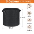 thumbnail image 4 of Grow Bags 5 Gallon 5 Pack Fabric Pots 300g Heavy Duty Thickened Nonwoven Plant Grow Bags with Handles for Vegetable Tomato Potato Fruits Flowers Garden Pots for Plants Indoor Outdoor(12" Dia x 10" H), 4 of 7