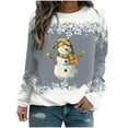 thumbnail image 2 of Riecok Christmas Women Graphic Sweatshirts Long Sleeves Round Neck Winter and Fall Christmas Funny Graphic Comfortable Loose Oversized Soft Tops Gray L, 2 of 3