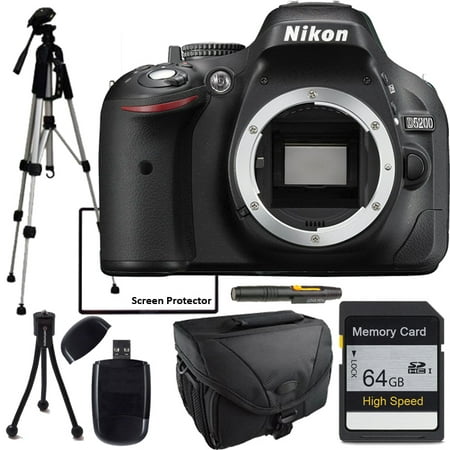 Nikon D5200 Camera with Full Size tripod, Camera Case, 64GB Sd Memory Card and