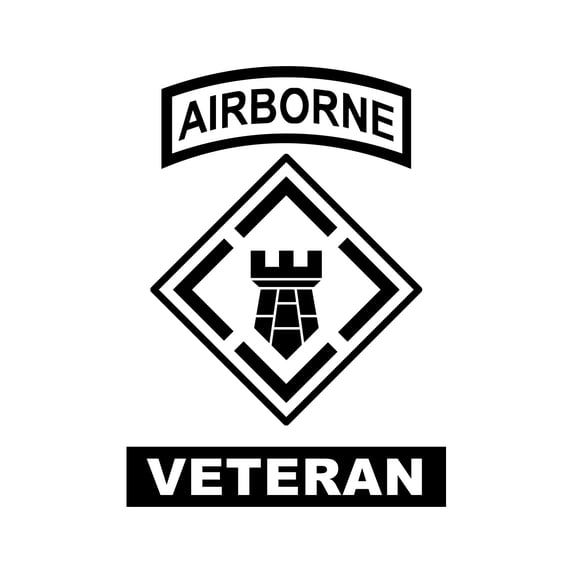 20th Engineer Brigade Veteran Sticker Decal Die Cut - Self Adhesive Vinyl - Weatherproof - Made in USA - Many Color and Sizes - fort bragg combat engineer retired served vet