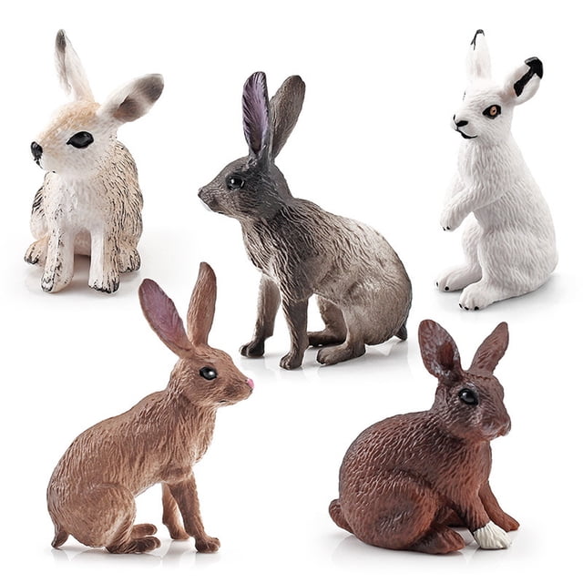 Figuras de césped para jardín, 5 piezas de animales de simulación lindos, adornos de escultura de conejito de simulación, juguetes modelo de conejo de granja creados magistralmente
