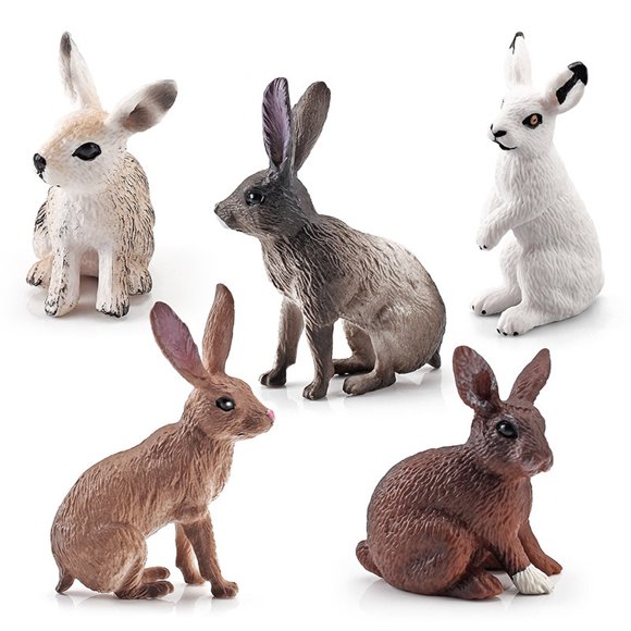 Figuras de césped para jardín, 5 piezas de animales de simulación lindos, adornos de escultura de conejito de simulación, juguetes modelo de conejo de granja creados magistralmente