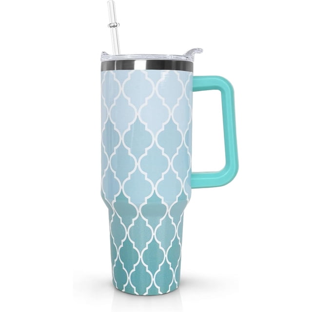 Gobelet 40 Oz avec Poignée et Paille Isolé Double Paroi en Acier Inoxydable Tasse de Voyage Boîte Cadeau Gobelet Réutilisable Tasse de Café de Voyage pour Bureau Tasse de Bière Isolée Portable pour Boissons Chaudes et Froides