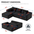 thumbnail image 2 of Aukfa 106" Cloud Sectional Sofa Boneless Couch Modular Sofa Bed for Living Room, 2Pillows, Left Chiase, Corduroy, Black, 2 of 9
