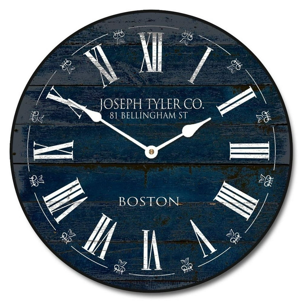 Barnwood Navy Blue Large Wall Clock, Whisper Quiet, Lifetime Warranty, Handmade in the USA