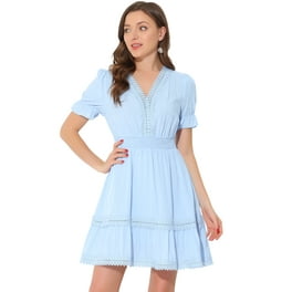 Allegra K Minivestido Acampanado De Gamuza Sintética Con