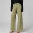 thumbnail image 6 of Cagogo Women's Wide Leg High Waisted Trousers with Pockets Striped Casual Streetwear Long Pants Vacation Travel Lounge Outfits Summer Clothes, Yellow S, 6 of 6