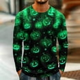 thumbnail image 5 of DORKASM Men Halloween Shirt Long Sleeve Lightweight Pumpkin Causal Shirts Crew Neck Skeleton 2026 Vintage Tops Fashion Fall Winter Funny Print Costumes Green S, 5 of 7