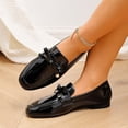 thumbnail image 6 of KEGIRLOM Women Fashionable And Casual Versatile Plus Size Bow Soft Sole Soft Leather Round Toe Shoe Black 7, 6 of 9