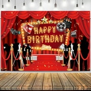 Lights Camera Action Backdrop with, Movie Party Night Banner Sign, Lights Camera Action Banner Background Photography for Movie Theme Birthday Hollywood Oscar Party Decorations