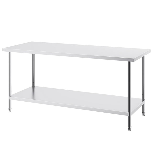 KFFKFF Table de Préparation en Métal, Dimensions : 30x72x34 Pouces, Supporte jusqu'à 920 Lb, Construction en Acier Inoxydable Durable, Comprend 3 Options de Réglage de Hauteur, Idéal pour Cuisines, Garages, Restaurants