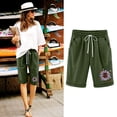 thumbnail image 2 of Mujeres Pantalones Cortos Casual Estampado Elástico de la Cintura Medio Pantalones Cortos, Casual con Bolsillos para el Uso Diario, 2 of 6
