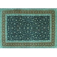 thumbnail image 1 of Ahgly Company Machine Washable Indoor Rectangle Persian Turquoise Blue Traditional Area Rugs, 2' x 4', 1 of 4