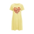 thumbnail image 4 of Valentine's Day Sleep Shirts for Women Soft Short Sleeve Nightshirts Sleepwear Loose Fitting Heart Print Nightgowns Short Dress Yellow L, 4 of 6