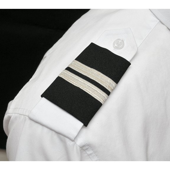 Peachtree Pilot Epaulets Flight Engineer Two Bar Silver Metallic on Navy