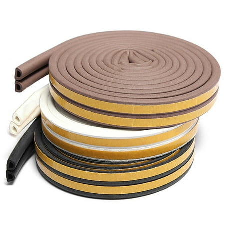 Replacement Weatherstripping For Patio Doors 5M D Type Draught Excluder Self-Adhesive Weather Stripping Weatherstrip Rubber Foam Seal Strip For Door & Window, White ()