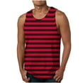 thumbnail image 2 of Viluyesy Tank Tops for Mens, Soft Loose Striped Sleeveless Summer Casual Sports Muscle Shirts Red L, 2 of 5