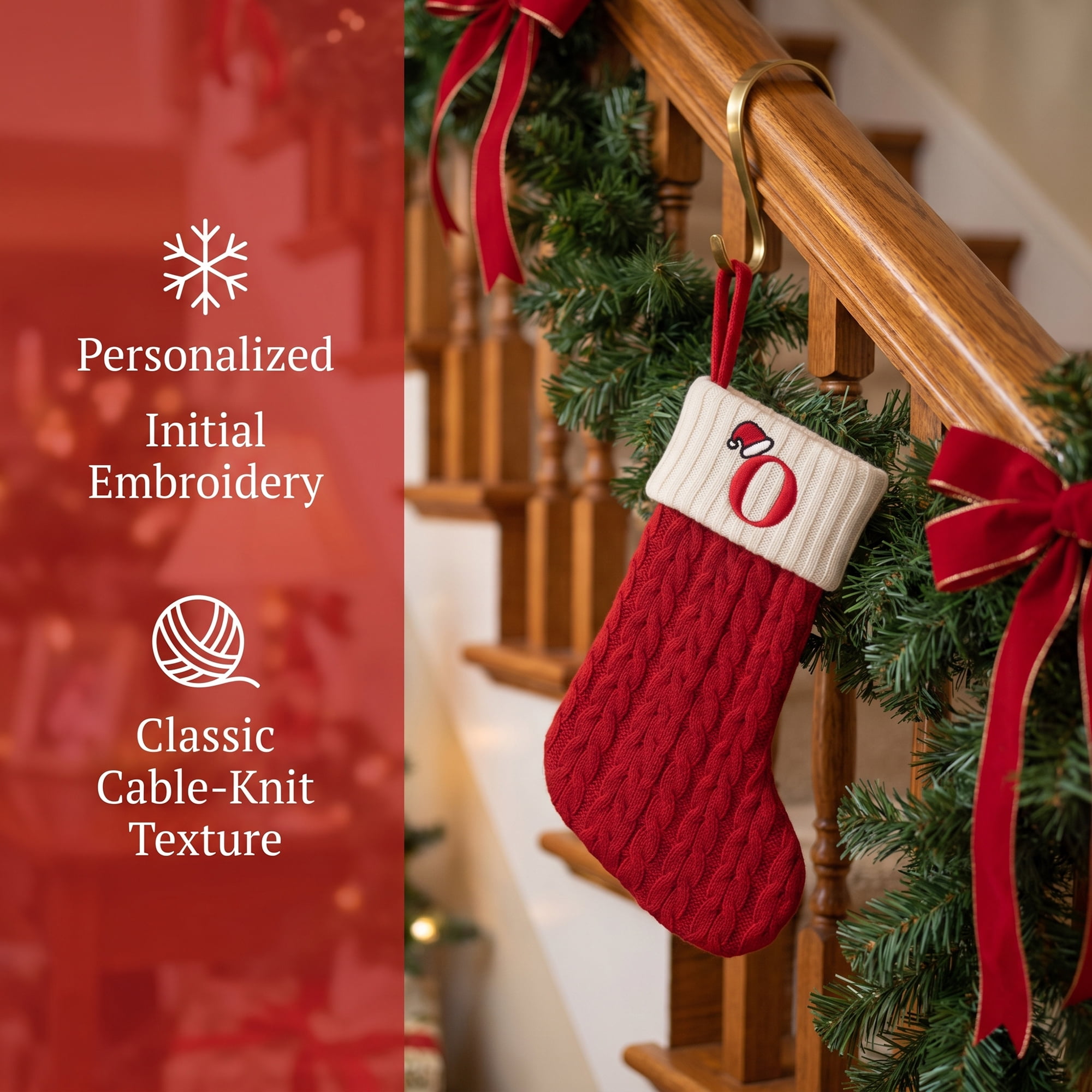 Unique Bargains Cartoon Christmas Luxury Grand Hearth Accent Stocking Letter O 8"