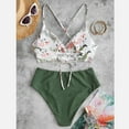 thumbnail image 4 of Ketyyh-chn99 Women Swimsuit 2 Piece Tankini Tops 2024 High Waisted 2 Piece Tankini Set for Women Tummy Control Color Block Striped Swimsuit Knit Ribbed Bathing Suit Green,L, 4 of 4