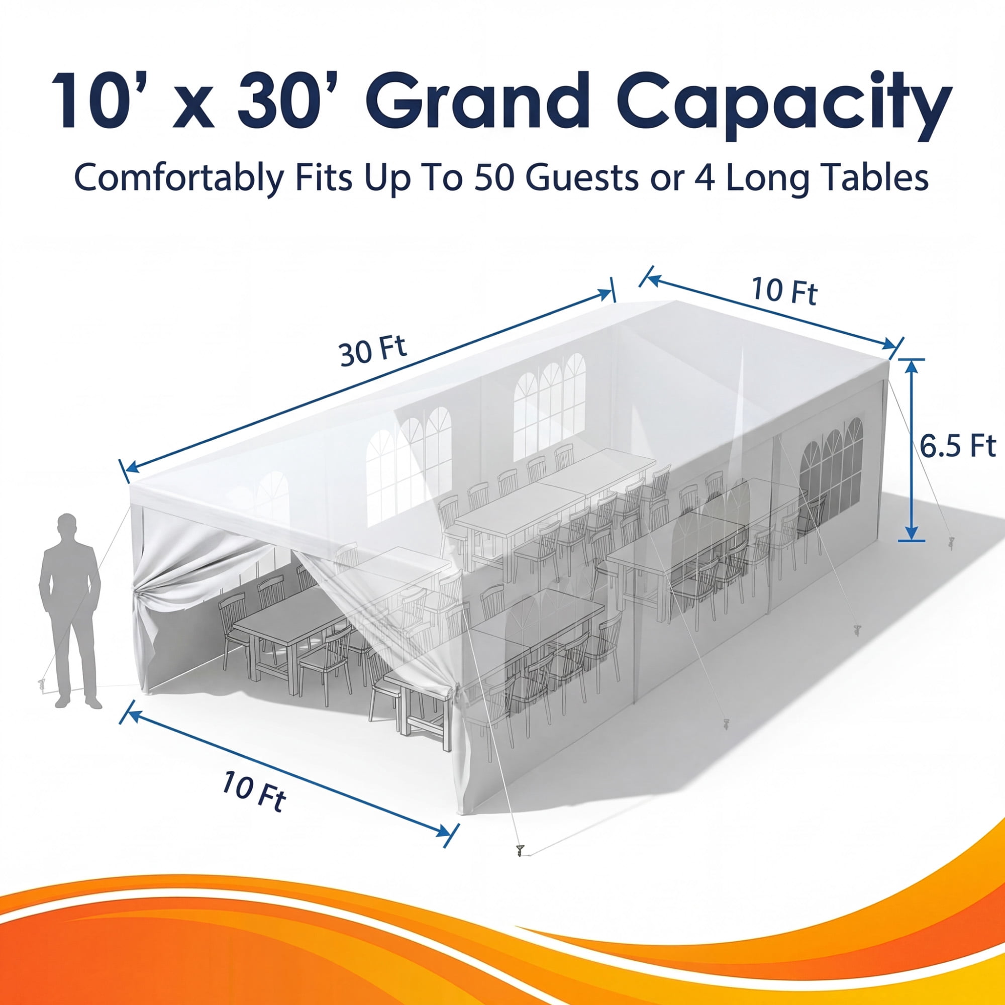 Patiowell 10x30 FT Outdoor Party Tent, Heavy Duty Wedding Canopy with 8 Removable Sidewalls, Large Gazebo for Patio Camping, BBQ Shelter & Commercial Carport