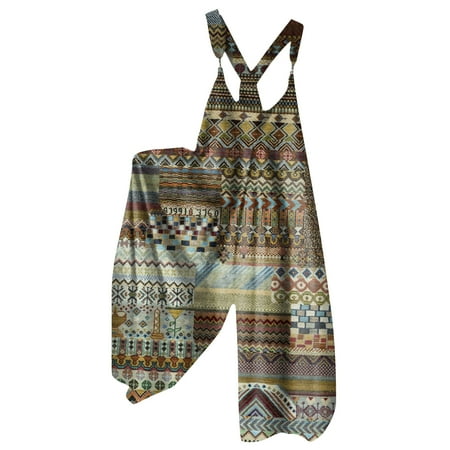 

OGLCCG Women s Baggy Wide Leg Jumpsuits Summer Floral Print Suspender Overalls Casual Loose One Piece Baggy Rompers