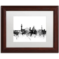 Trademark Fine Art "Florence Italy Skyline B&W" Canvas Art by Michael Tompsett, White Matte, Wood Frame