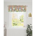 thumbnail image 2 of Curtain Valances for Windows, Easter Gnome Rabbit White Daisy Green Plaid Retro Wood Grain Rod Pocket Valance Window Treatments Short Curtains for Kitchen Bathroom Living Room 54 x 18 Inches, 1 Panel, 2 of 6