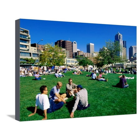 Victor Park Florida People in Victor Steinbeck Park, Seattle, Washington Stretched Canvas Print Wall Art By John Elk III ()
