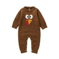 thumbnail image 2 of YAYUBA Baby Thanksgiving Outfit Girl Newborn Infant Baby Boy Girl Thanksgiving Sweater Romper Turkey Long Sleeve Crewneck Knit Jumpsuit Fall Winter Clothes, 2 of 7