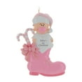 thumbnail image 4 of Personalized Baby's First Christmas Ornament 2024 - Baby Shower Decor Pink Boot Christmas Ornament, 4 of 9