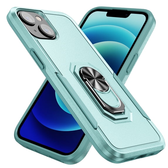 Allytech Hybrid Case Cover for Apple iPhone 15 Plus 6.7", with Ring Holder Stand Compatible for Car Mount Rugged Bumper Military Grade Protection Phone Case for iPhone 15 Plus- Mint