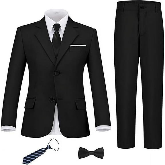 Lycody Boys Suit Set Slim Fit Kids Formal Suits Toddler Tuxedo Wedding Prom Classic Suits for Boy Teen Black Blue Dress Outfit