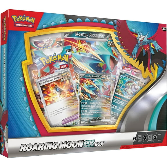 Pokemon TCG: Roaring Moon ex Box (1 Foil Promo Card, 1 Oversize Foil Card & 4 Booster Packs)