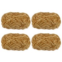 Uxcell 4pcs Velvet Yarn Soft Chenille Yarn 4x100g/14.1oz (347yds) Fluffy Yarn for Knitting Crochet Blanket Khaki