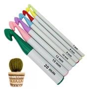 ZUARFY 7 Pieces Huge Plastic Handle Crochet Hooks Set Large Size 7mm-20mm Colorful Sweater Knitting Needles Yarn Sewing Tools