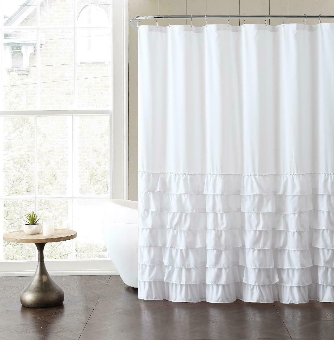 Kate Aurora Shabby Chic Semi Ruffled Gypsy Fabric Shower Curtain