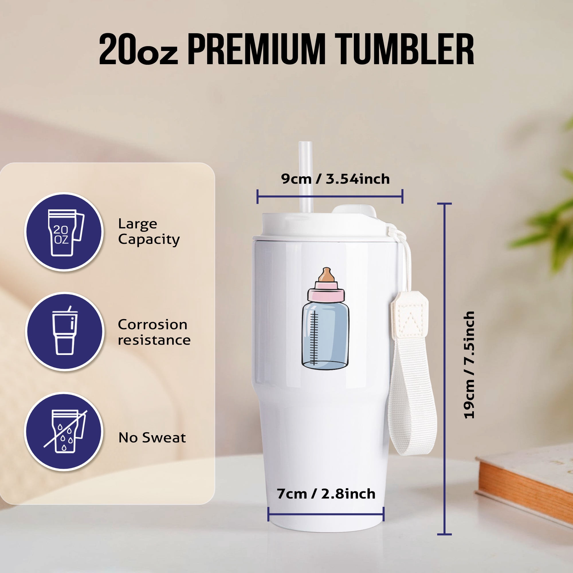 Baby Bottle Blue Tinted, 20oz Tumbler