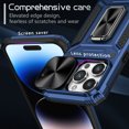 thumbnail image 4 of Allytech iPhone 12 Pro Case with Kickstand, Sliding Camera Lens Protector Rugged Hybrid Military Grade Shockproof Bumper Phone Case for Apple iPhone 12 Pro - Blue, 4 of 10