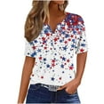 thumbnail image 2 of Memorial Day Blouse for Women American Flag Womens Shirts Women Red White and Blue Shirts Womens Memorial Day Shirts Women's Casual Gradient Short-Sleeved V-Neck Top Blouse, 2 of 5