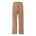 thumbnail image 4 of YIFUNIN Women's Cotton Linen Wide Leg Palazzo Pants with Elastic Waist & Button, Summer Casual Trousers with Side Pockets, Relaxed Beach Wear,Khaki XL, 4 of 5