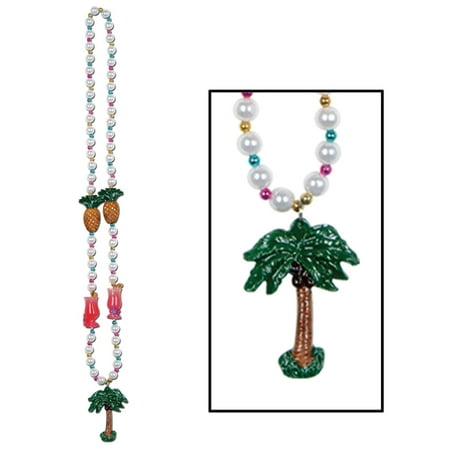 Luau Party Beads w/Palm Tree Medallion (Pack of 12)