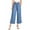 Medium Denim, variant on CEST TOI Womens High Rise Paper-bag Waist Cropped Wide Leg Culotte Pants (S, Black)