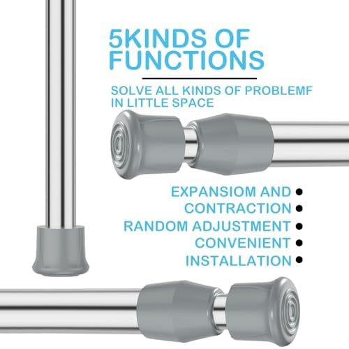Spring Tension Curtain Rod Short Tension Rod (Silver,17"to 28"-1Pcs)